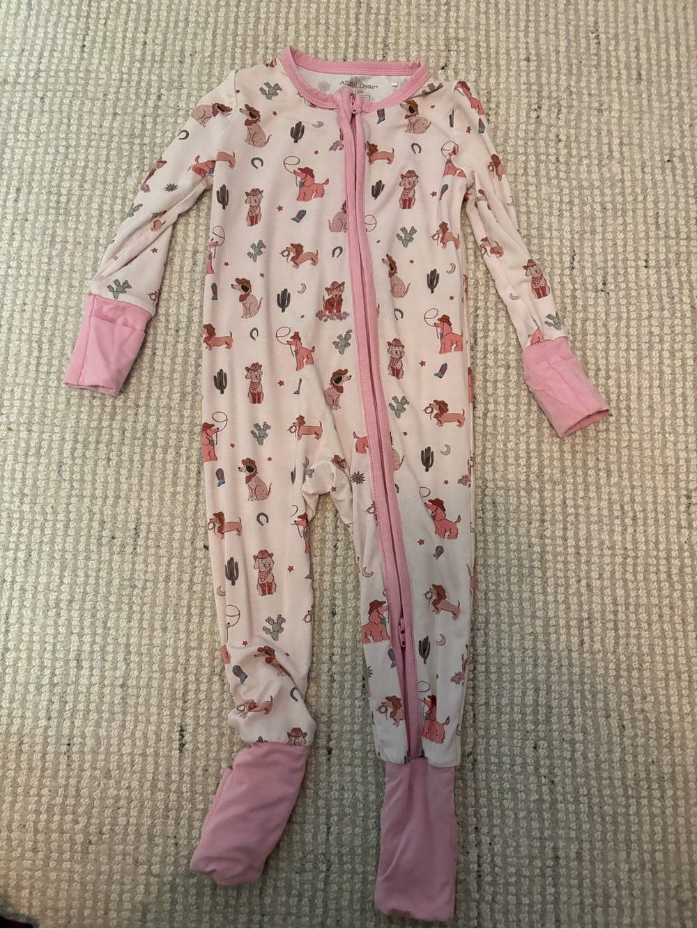Angel Dear Pink Cowboy Dogs Footed One-Piece Pajamas
